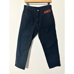 TNT Black Denim Jeans Mens Size 31 28 Embroidered Logo Style 5002